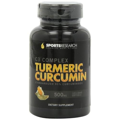 Sports Research Turmeric Curcumin C3 Complex 500 Mg with 95% Curcuminoids and Bioperin (Black Pepper), 120 Count... image